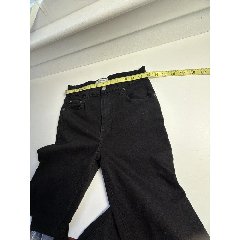 REFORMATION‎ Sz 25 Riley Jeans Black Raw Hem High Rise Skinny